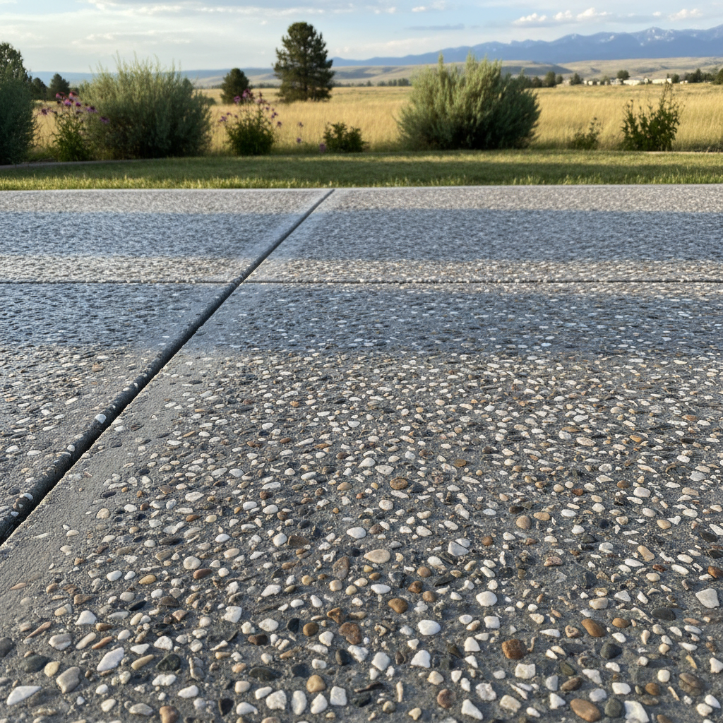 Completed concrete patios work at a residential property in Great Falls, MT