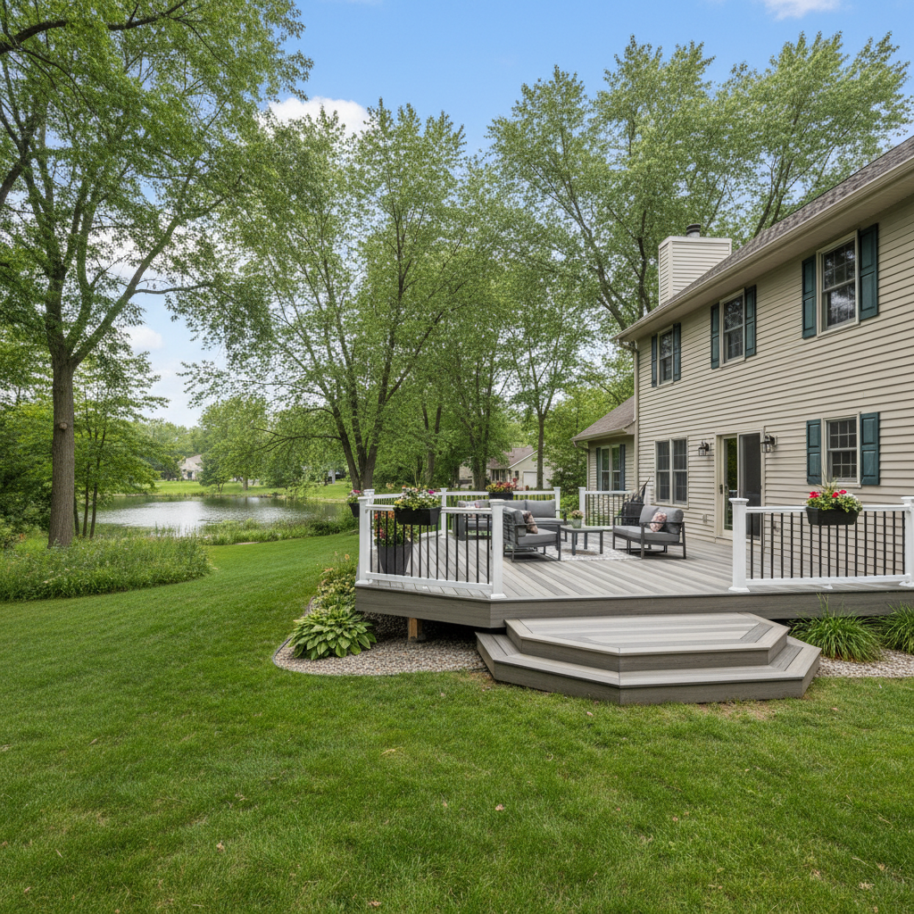 Completed composite decks work at a residential property in St Paul, MN