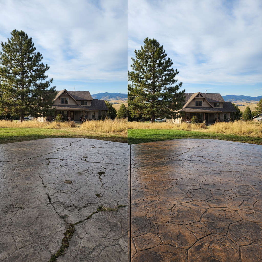 Completed stamped concrete work at a residential property in Great Falls, MT