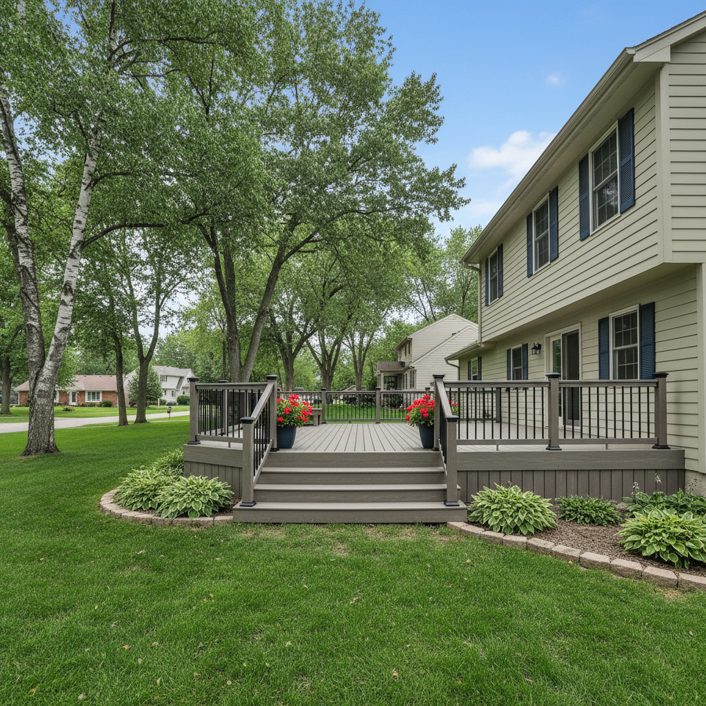 Completed composite decks work at a residential property in Minneapolis, MN