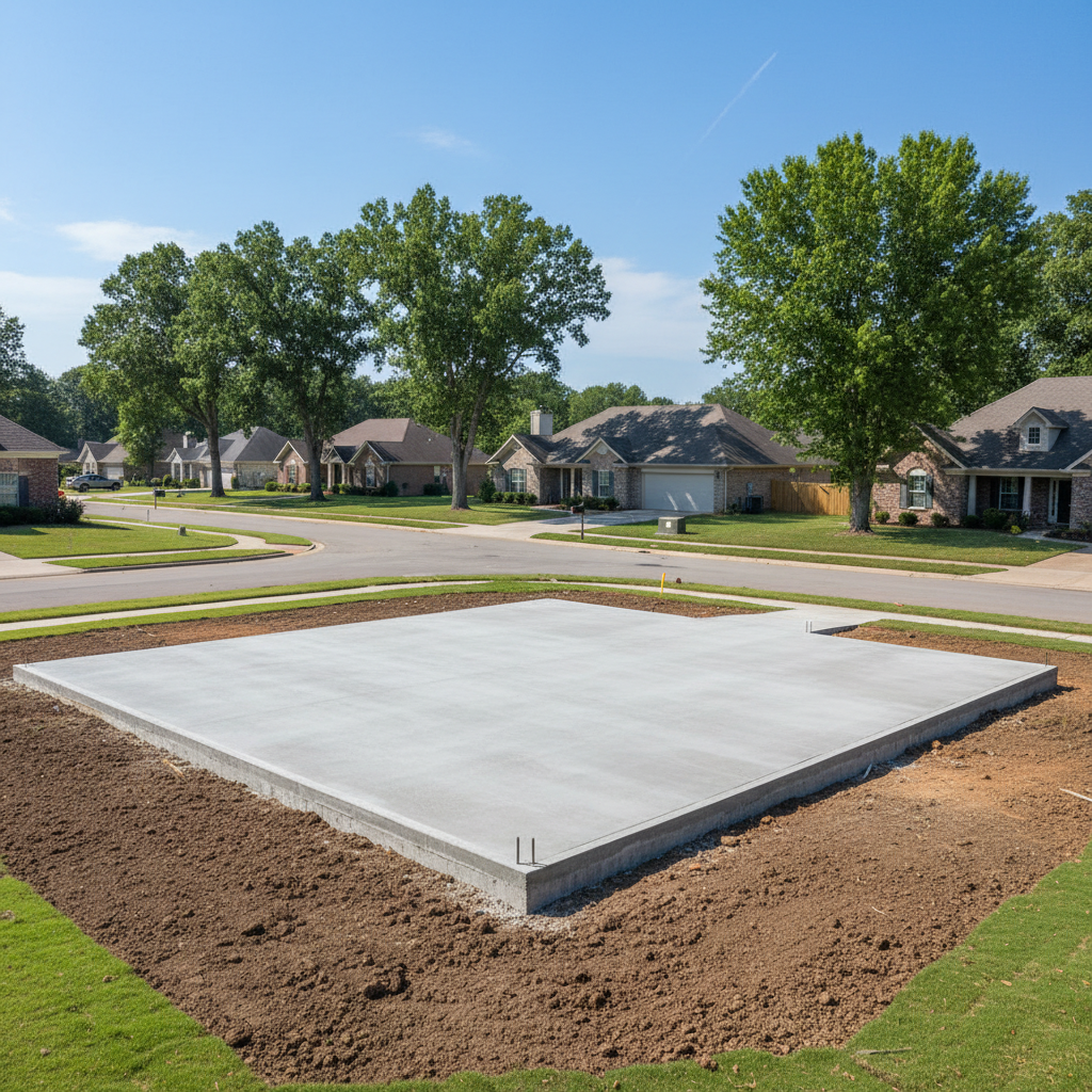 Completed concrete foundations work at a residential property in Olive Branch, MS