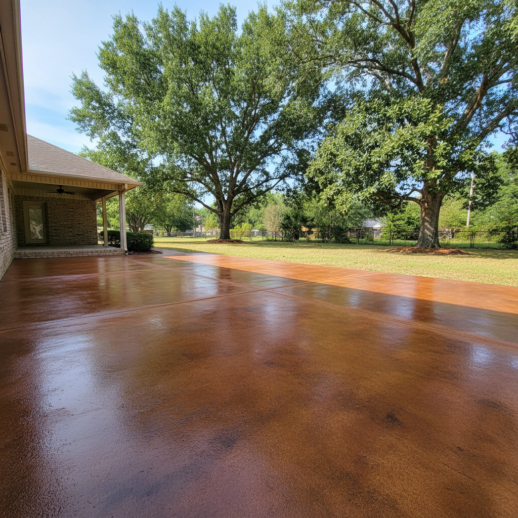 Completed concrete staining work at a residential property in Gulfport, MS