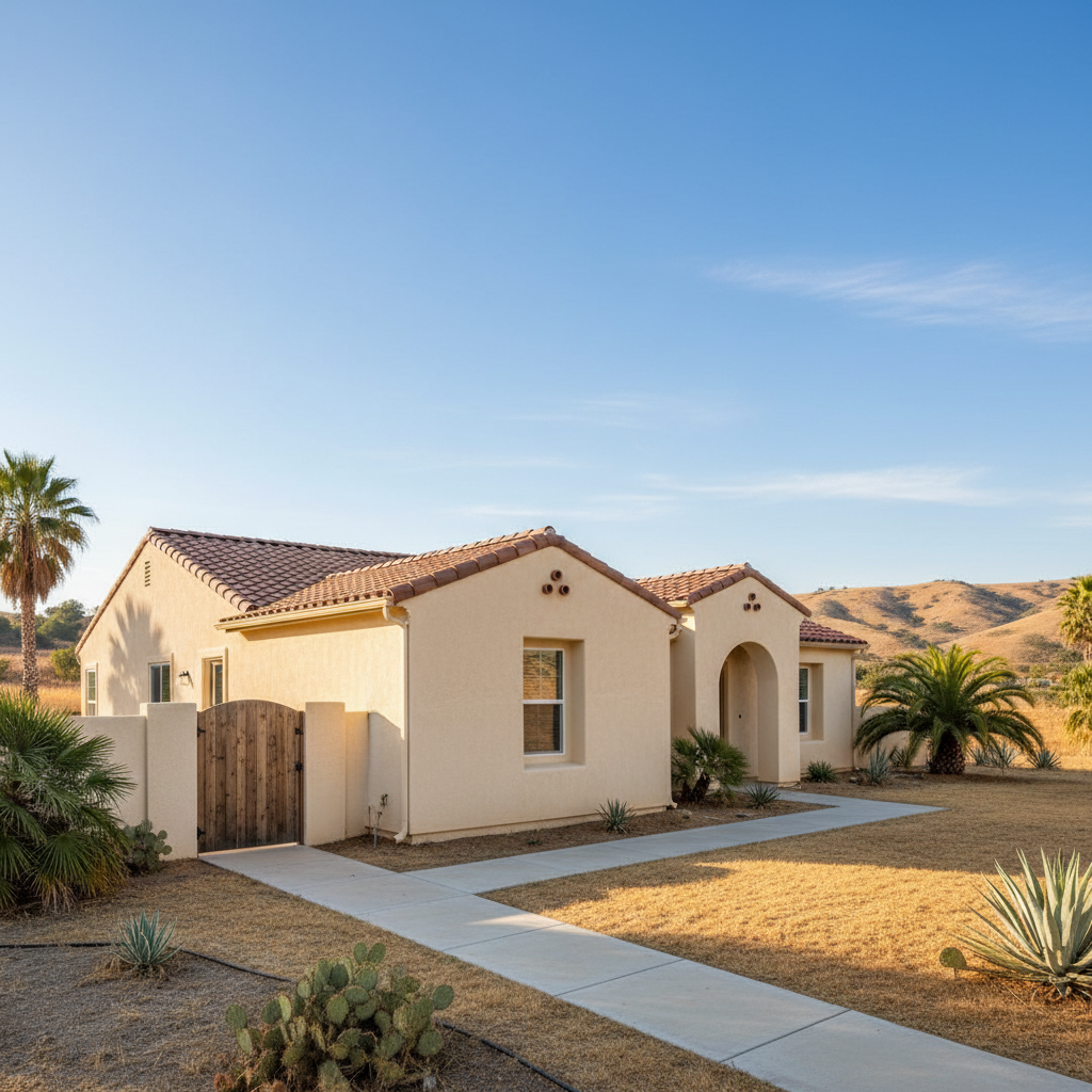 Completed stucco installation work at a residential property in Bakersfield, CA