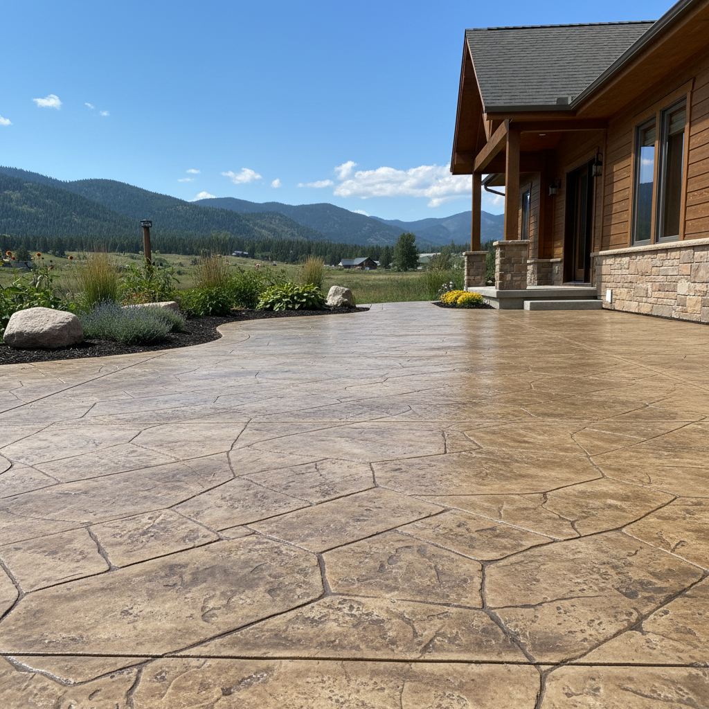 Completed stamped concrete work at a residential property in Missoula, MT