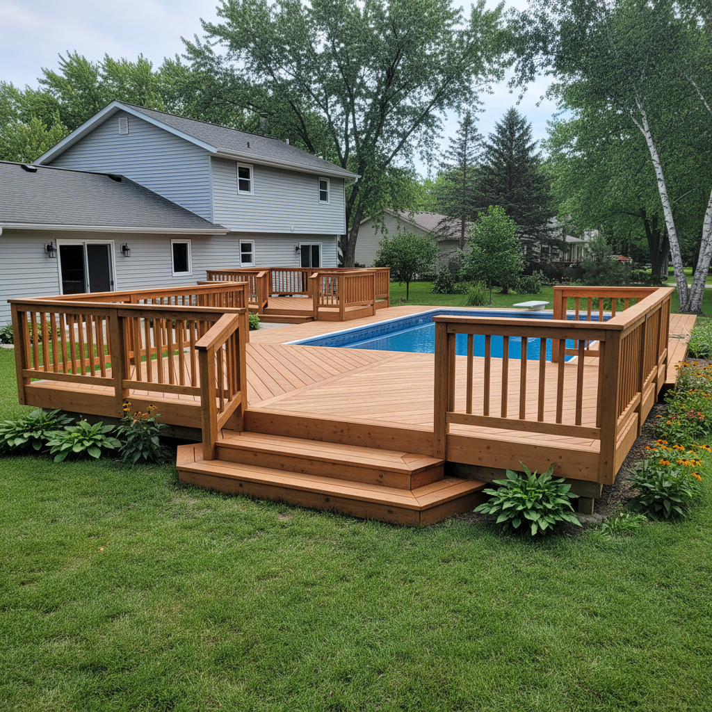 Completed pool decks work at a residential property in Bloomington, MN