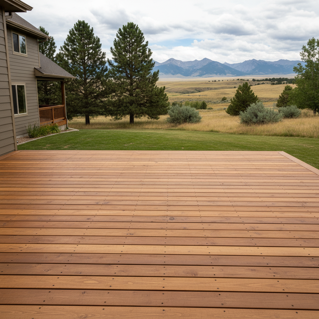Completed wooden decks work at a residential property in Billings, MT