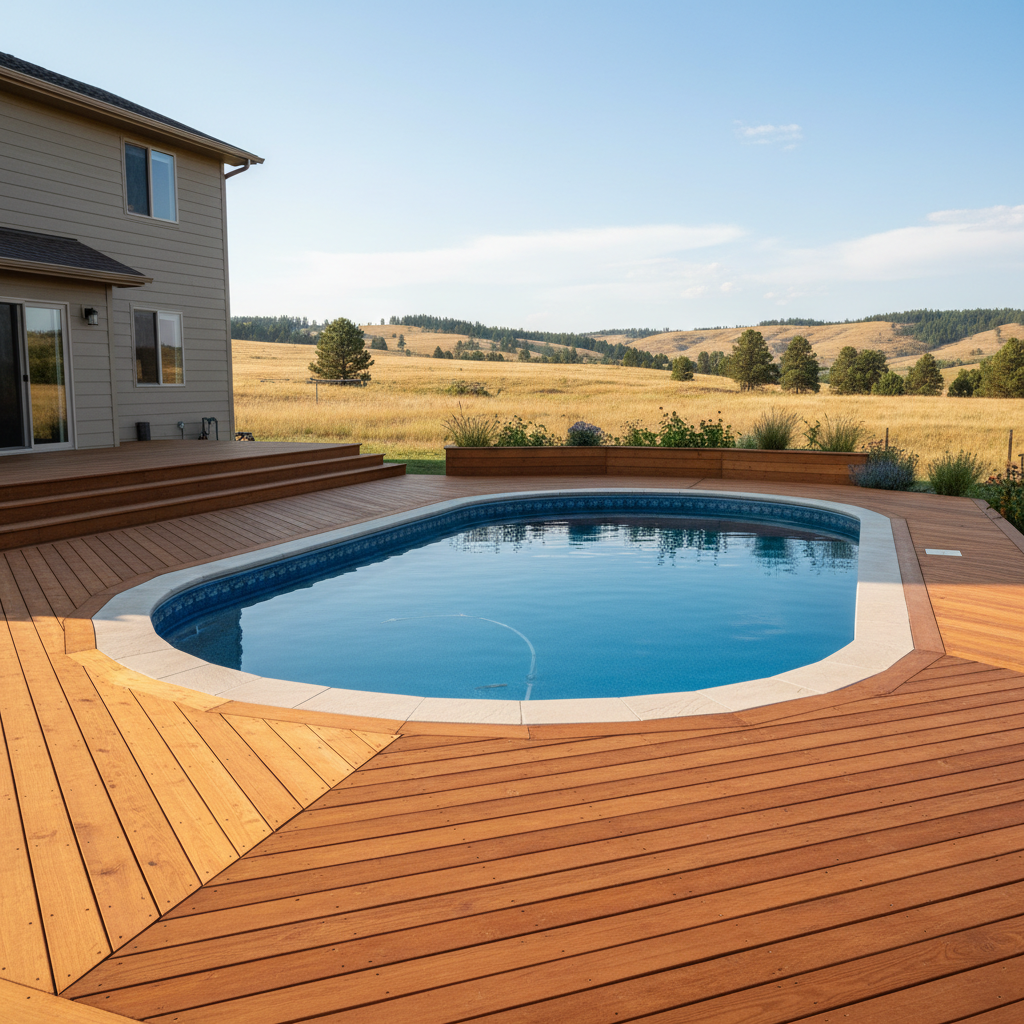 Completed pool decks work at a residential property in Billings, MT