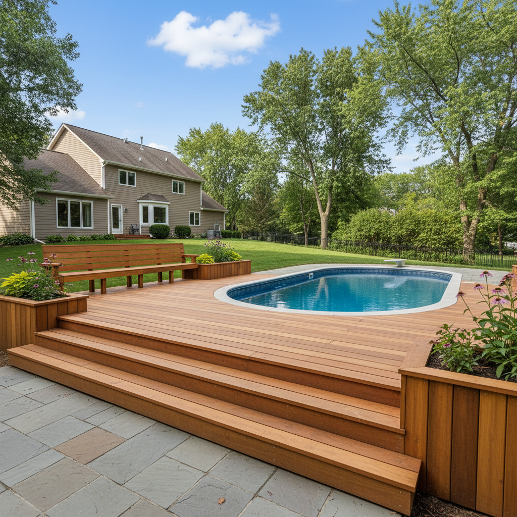 Completed pool decks work at a residential property in St Paul, MN