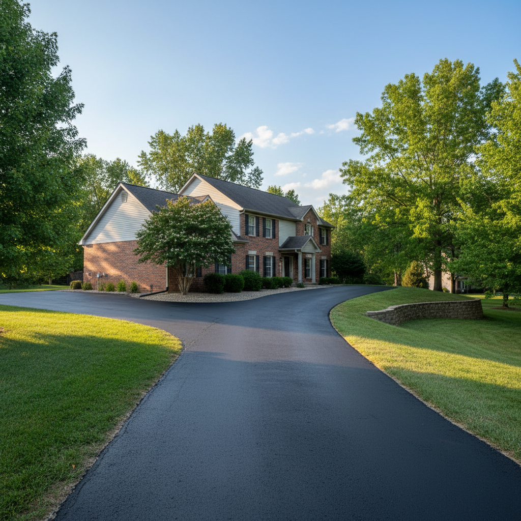 Completed asphalt sealcoating work at a residential property in Columbia, MO