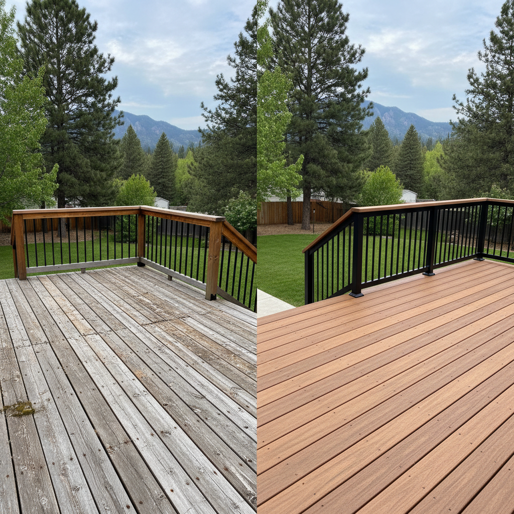 Completed trex decks work at a residential property in Missoula, MT