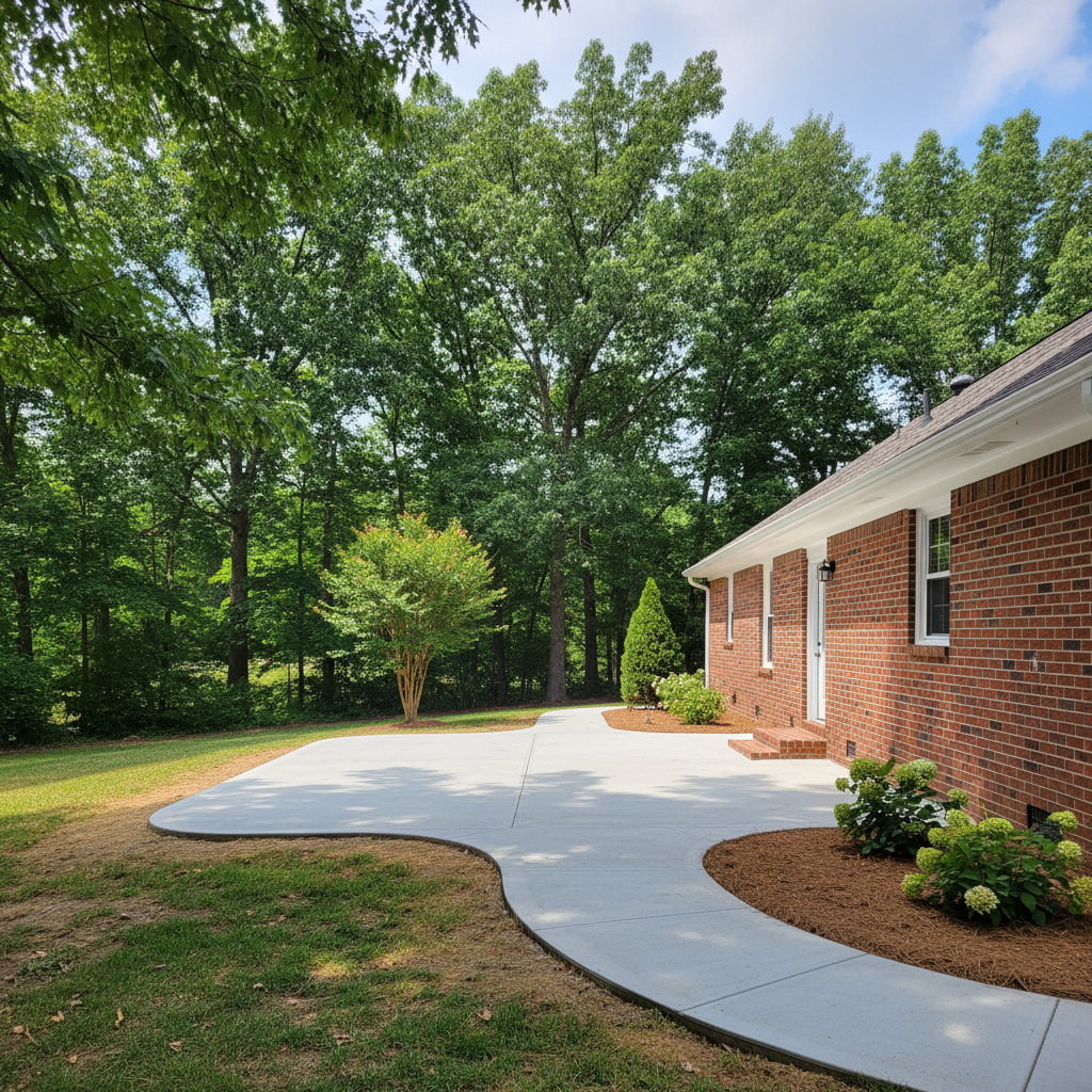 Completed concrete installation work at a residential property in Olive Branch, MS