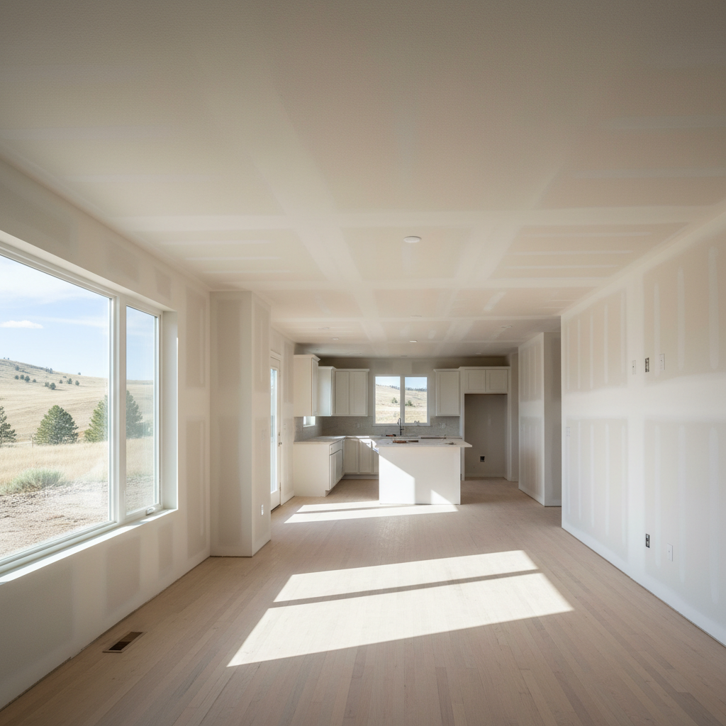 Completed drywall texturing work at a residential property in Billings, MT