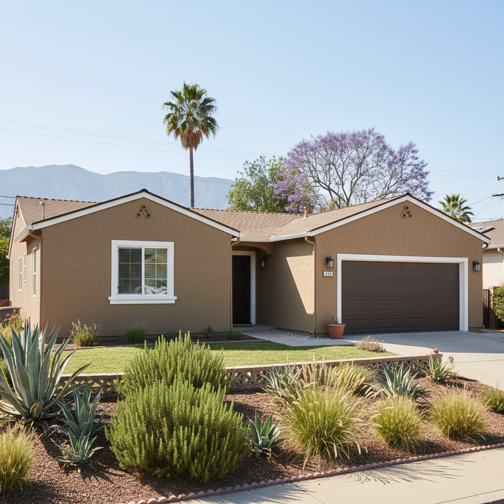 Completed residential stucco work at a residential property in Pasadena, CA