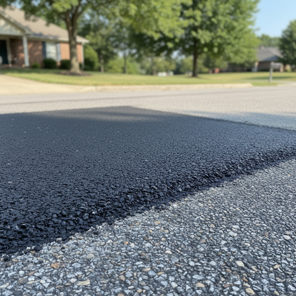 Completed asphalt repair work at a residential property in Columbia, MO