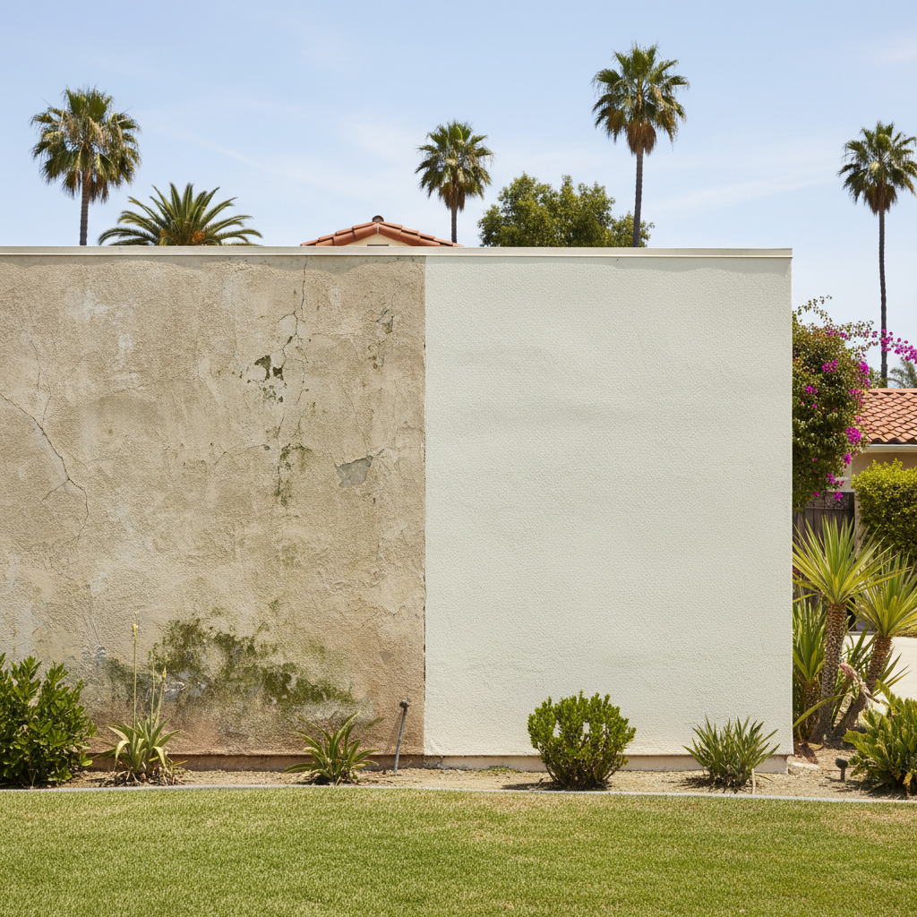 Completed stucco replacement work at a residential property in Beverly Hills, CA