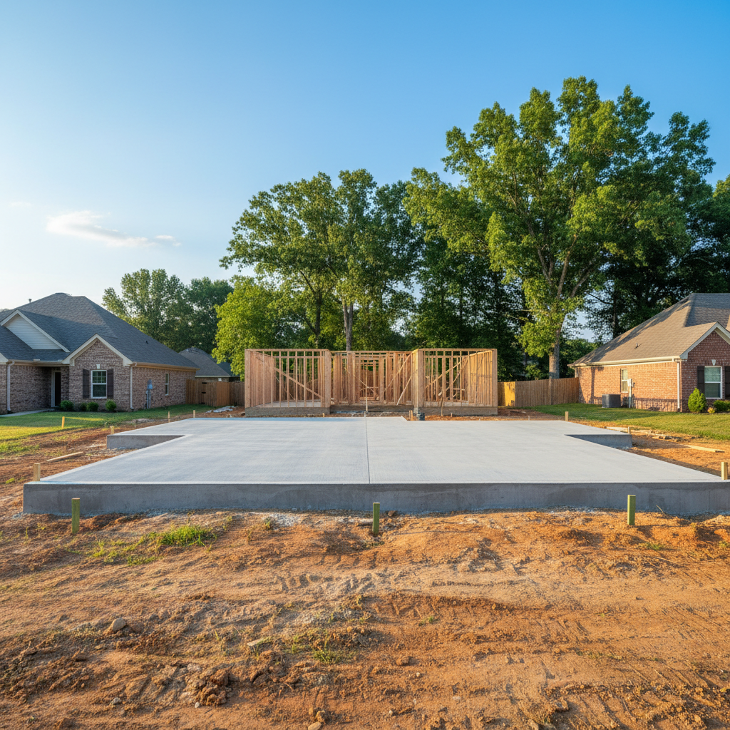 Completed concrete foundations work at a residential property in Olive Branch, MS
