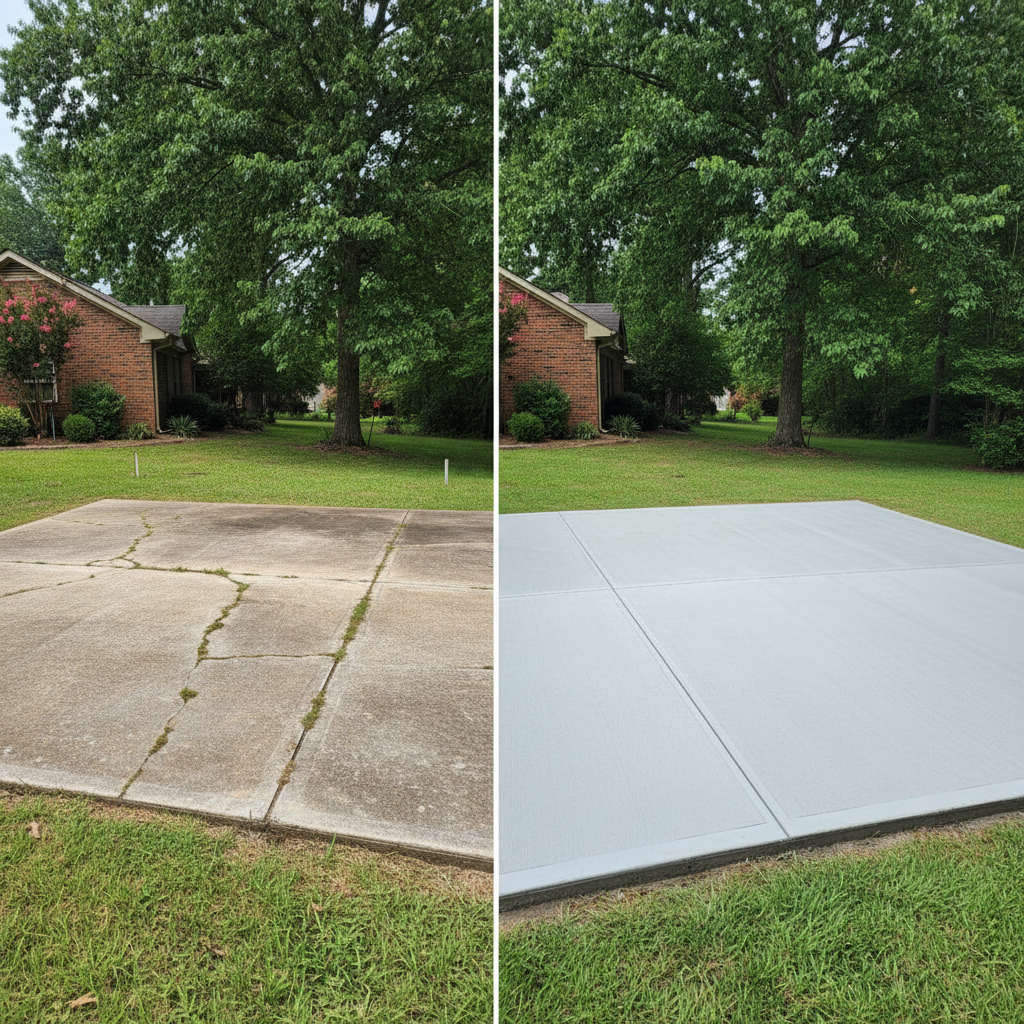 Completed concrete flatwork work at a residential property in Olive Branch, MS