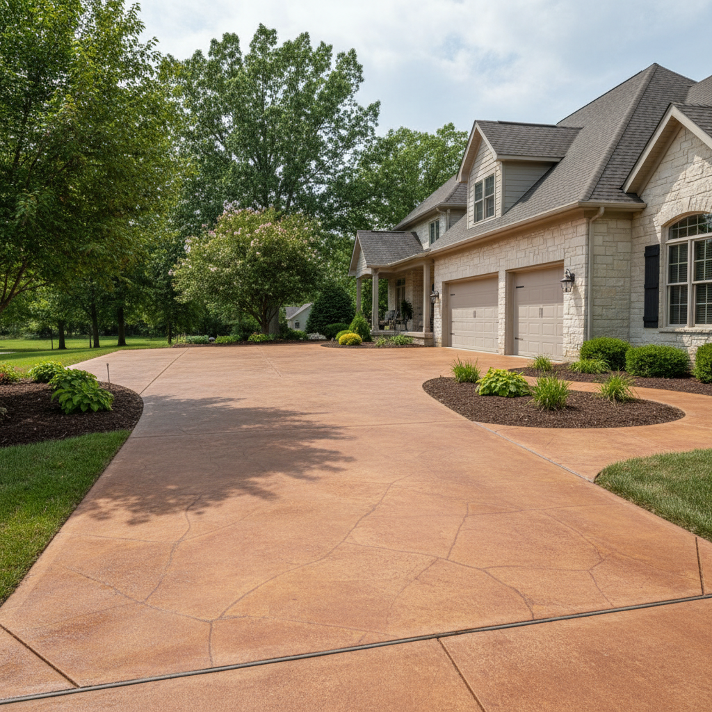 Completed concrete staining work at a residential property in Aurora, MO