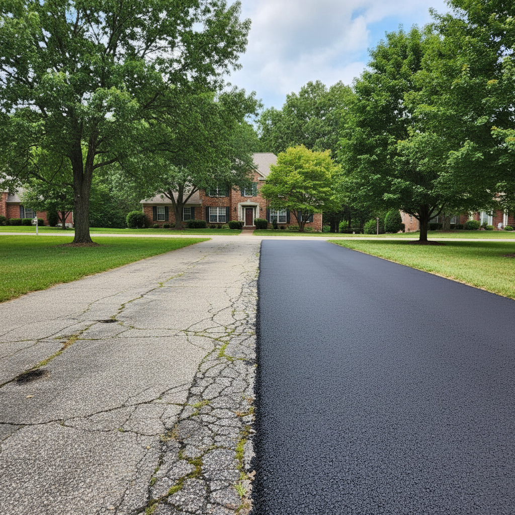 Completed driveway paving work at a residential property in Springfield, MO
