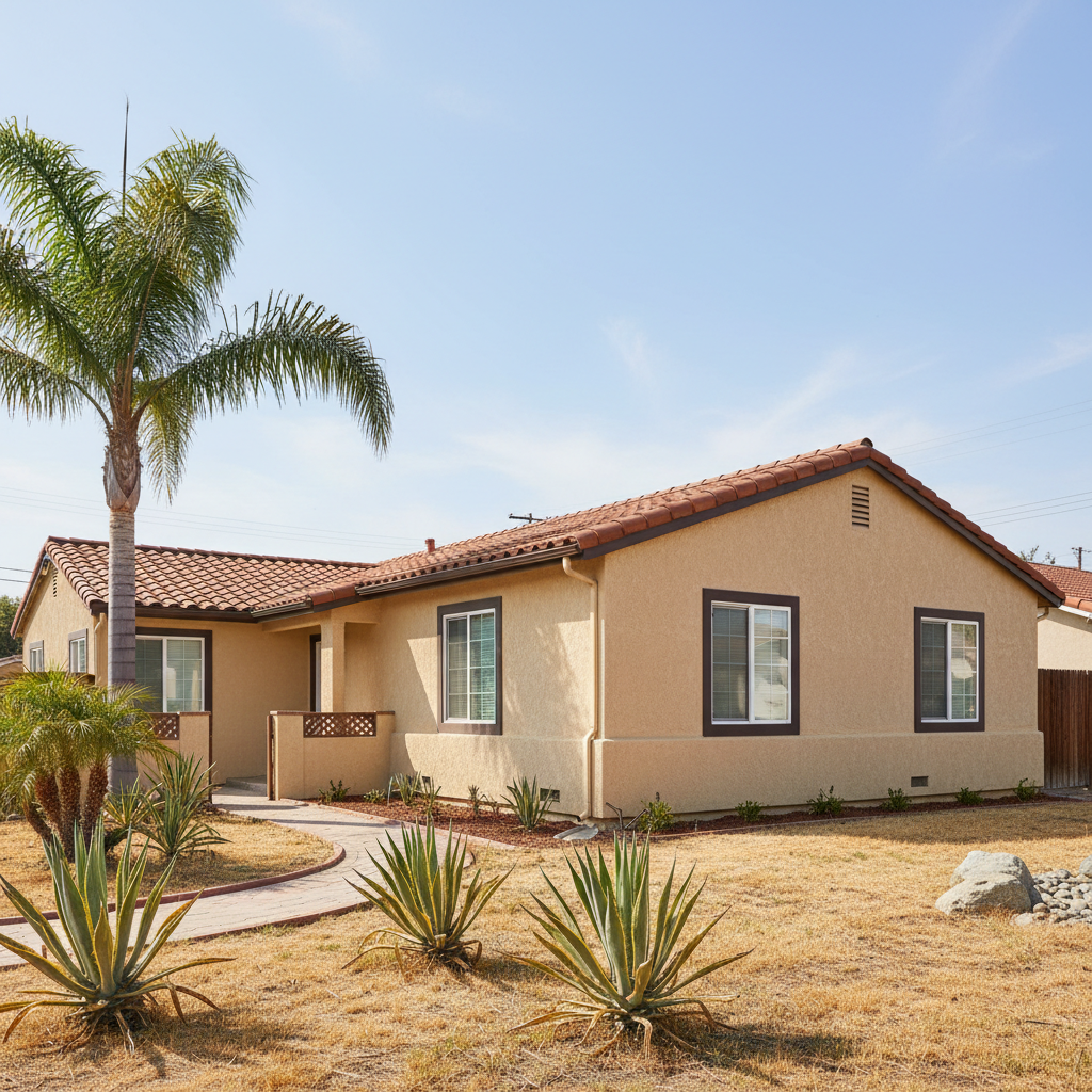 Completed stucco installation work at a residential property in Norwalk, CA