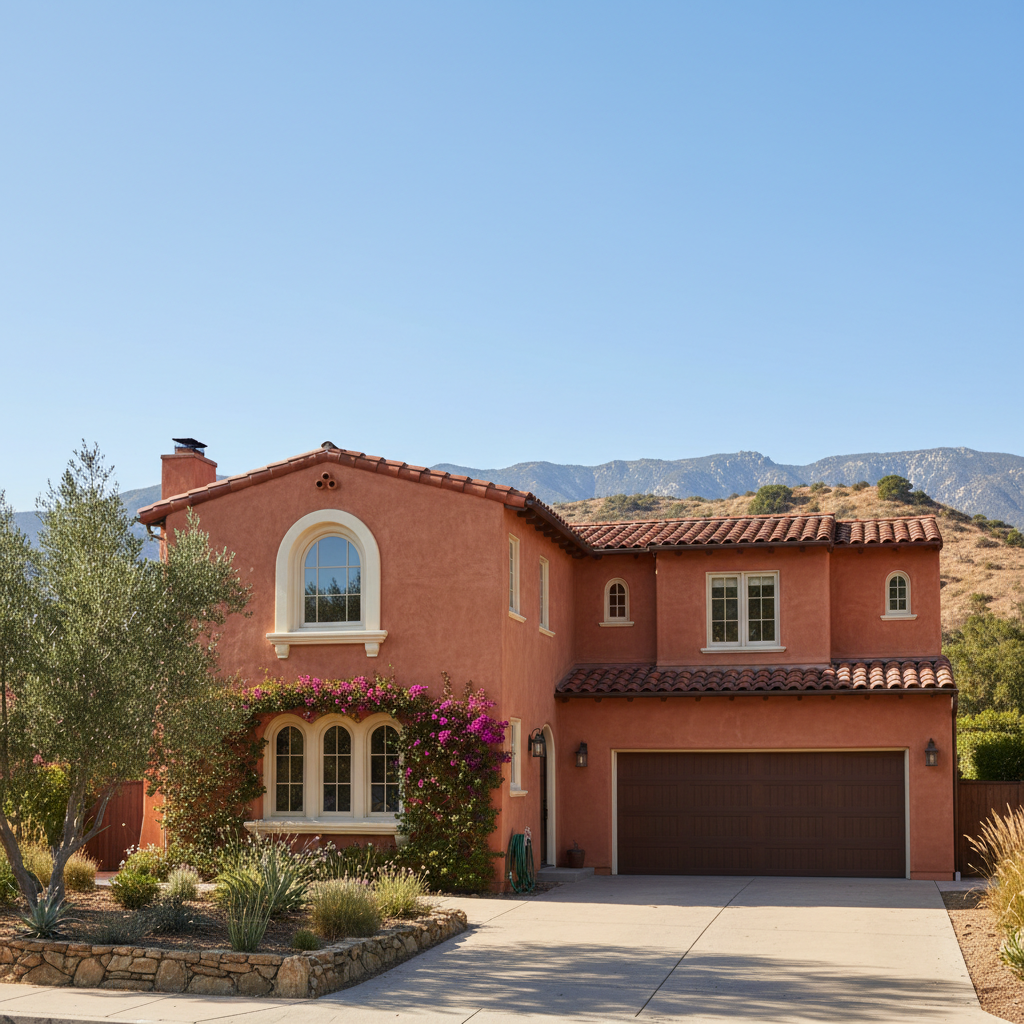Completed stucco painting work at a residential property in Pasadena, CA