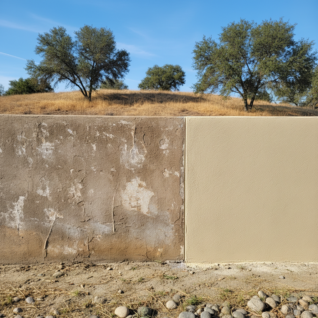 Completed stucco replacement work at a residential property in Rialto, CA
