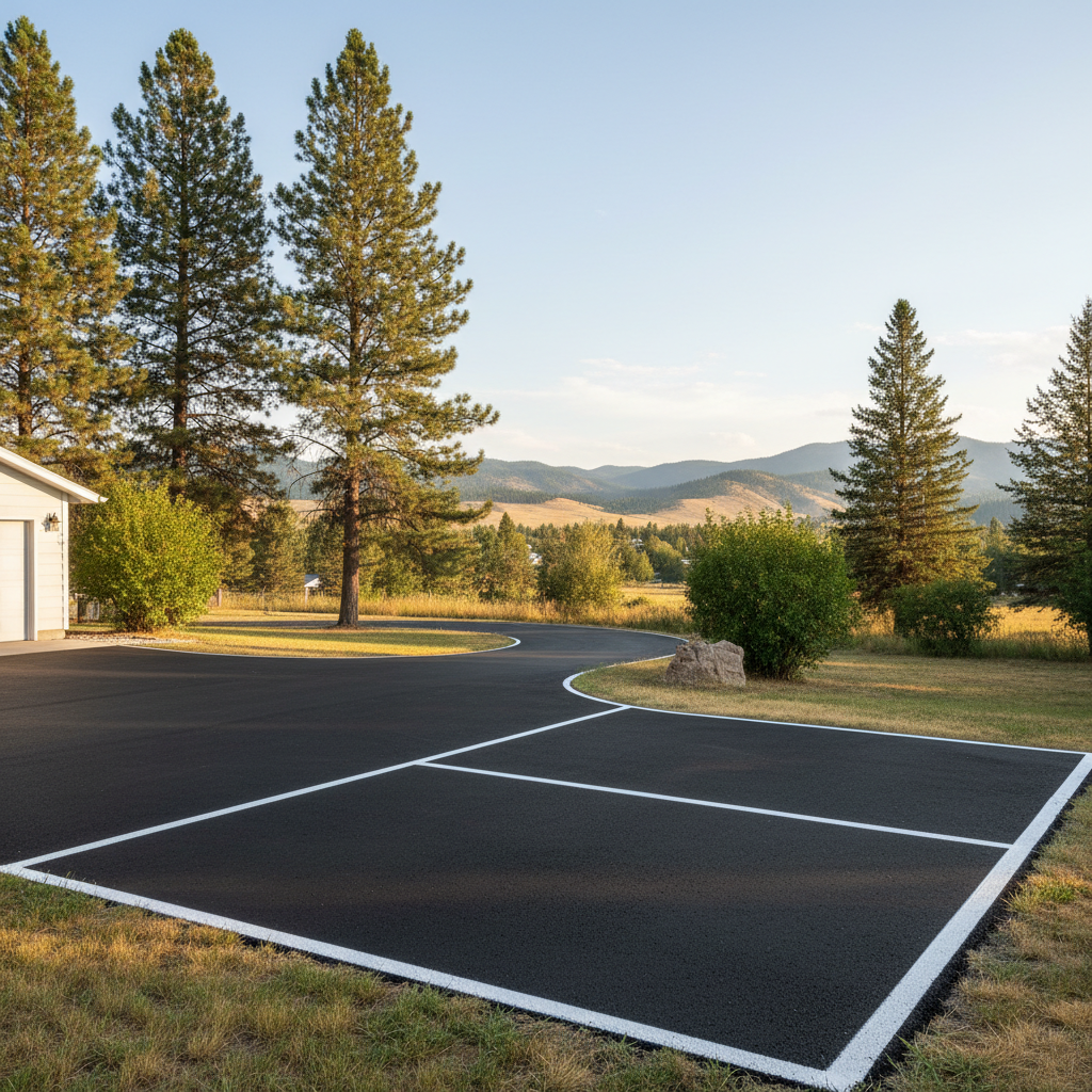 Completed asphalt striping work at a residential property in Missoula, MT