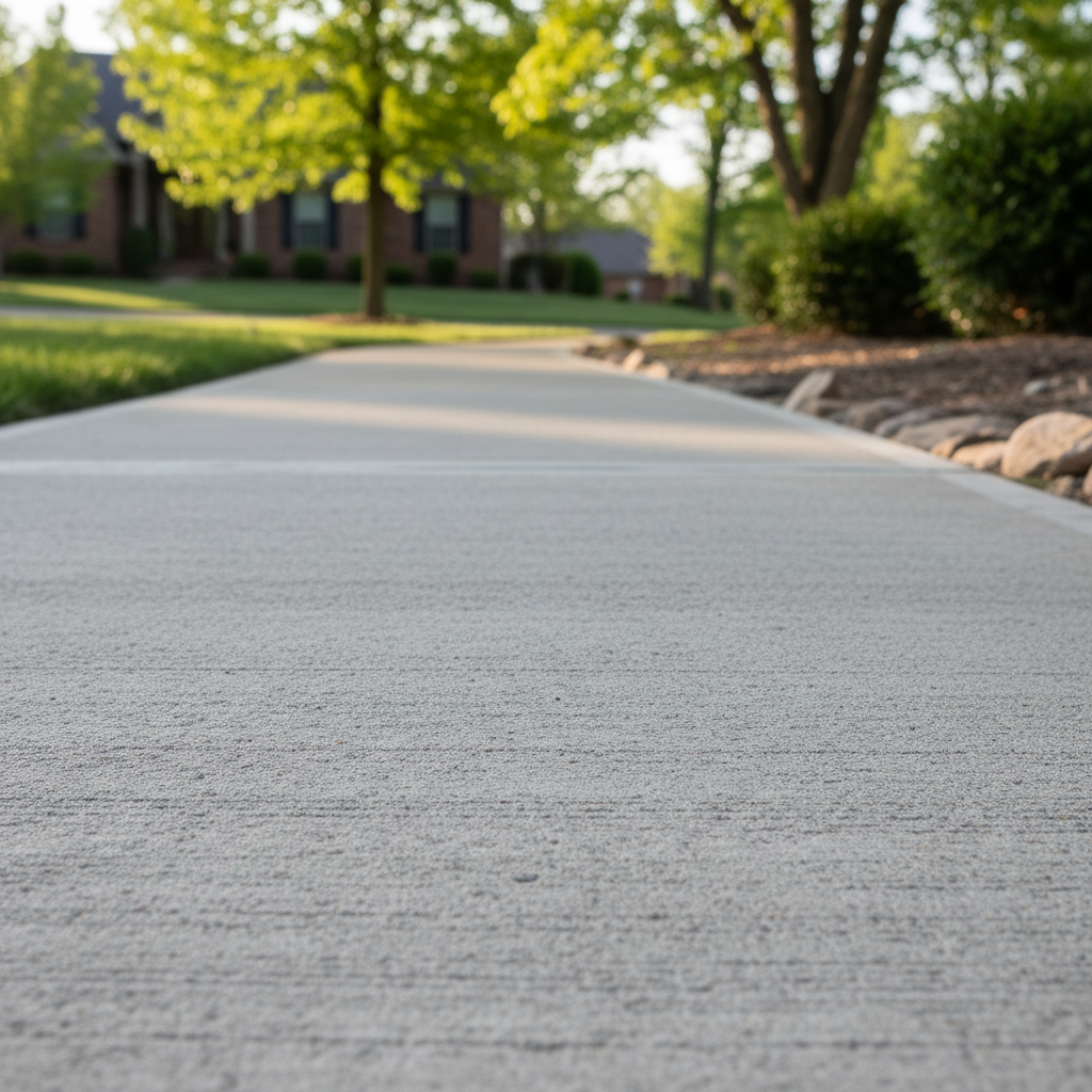 Completed concrete sidewalks work at a residential property in Spokane, MO