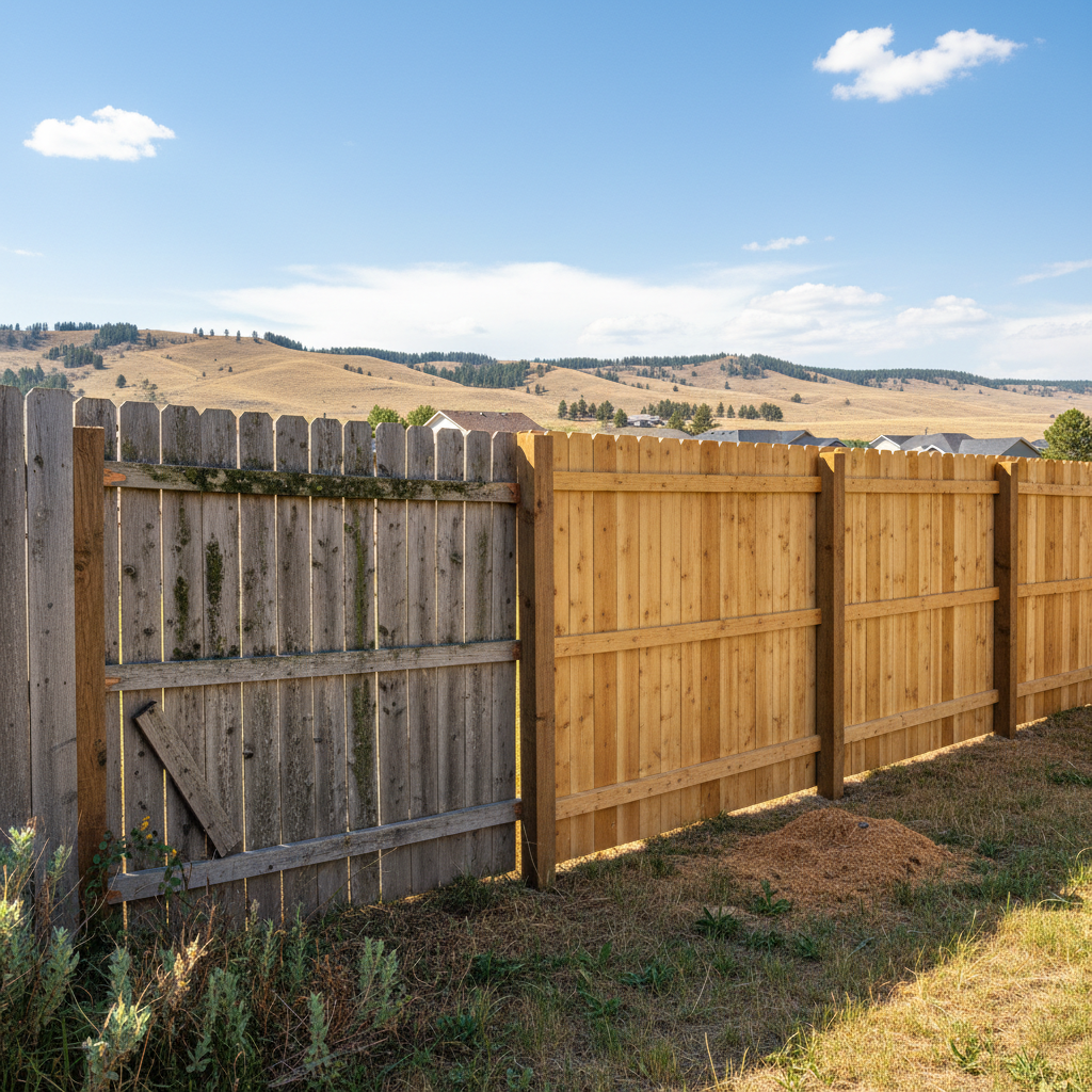 Completed wood fence installation work at a residential property in Billings, MT