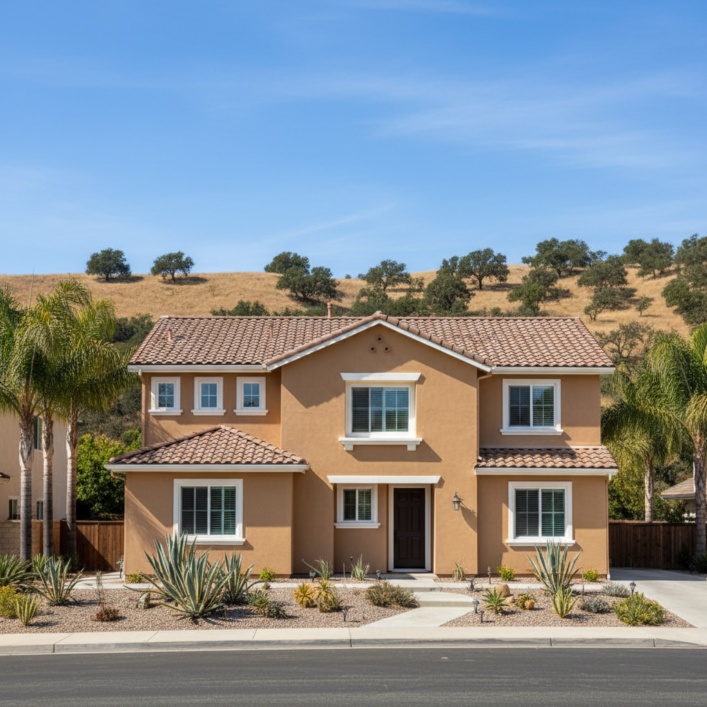 Completed stucco painting work at a residential property in Glendale, CA