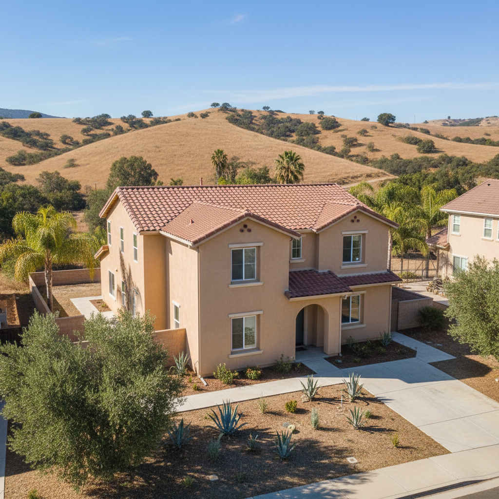Completed stucco installation work at a residential property in Temecula, CA