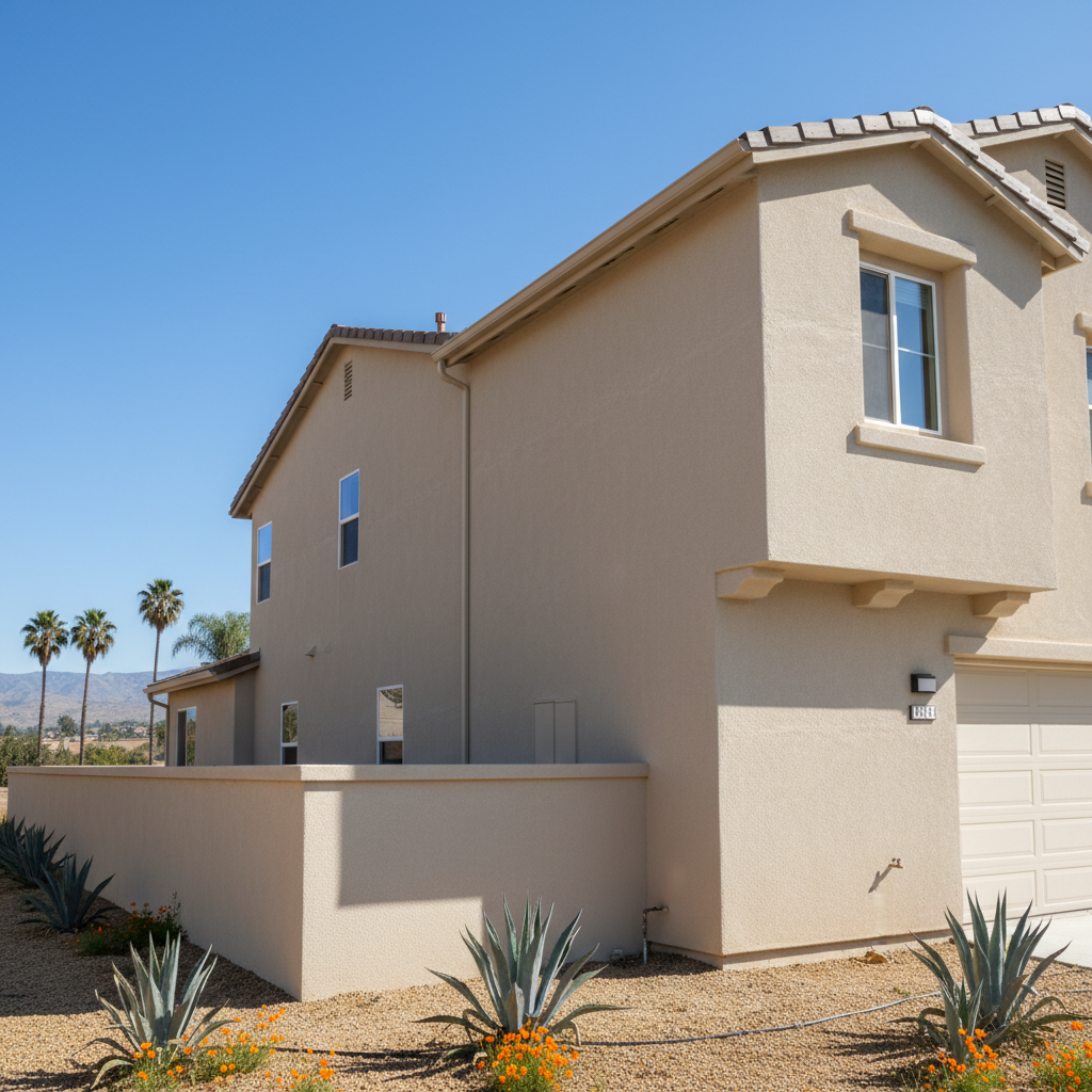 Completed commercial stucco work at a residential property in San Bernardino, CA