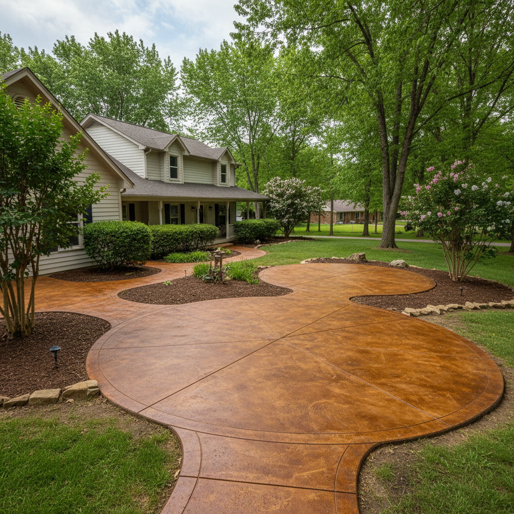 Completed concrete staining work at a residential property in Spokane, MO