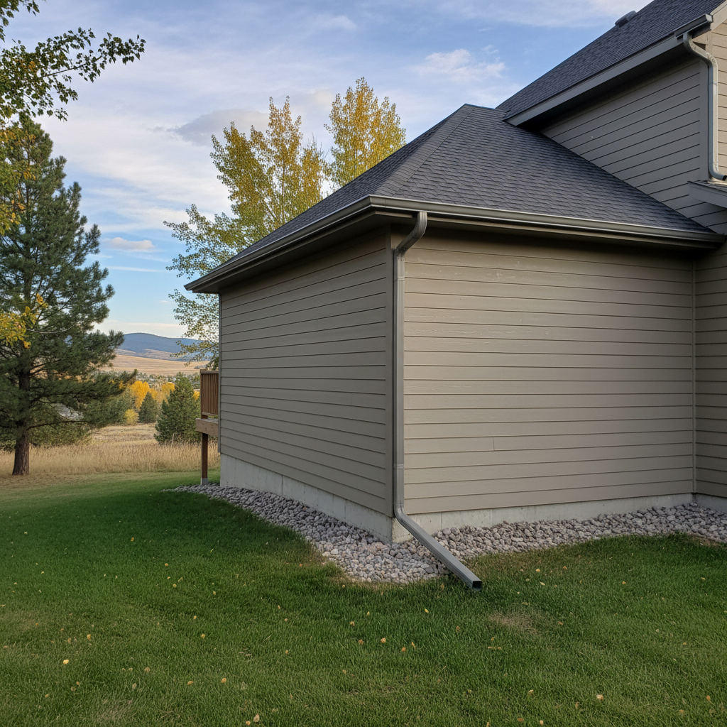Completed downspout installation work at a residential property in Missoula, MT