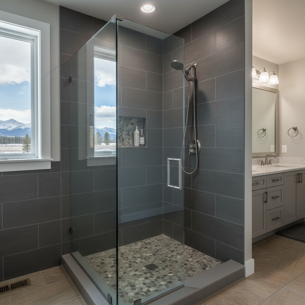 Completed shower replacement work at a residential property in Big Sky, MT