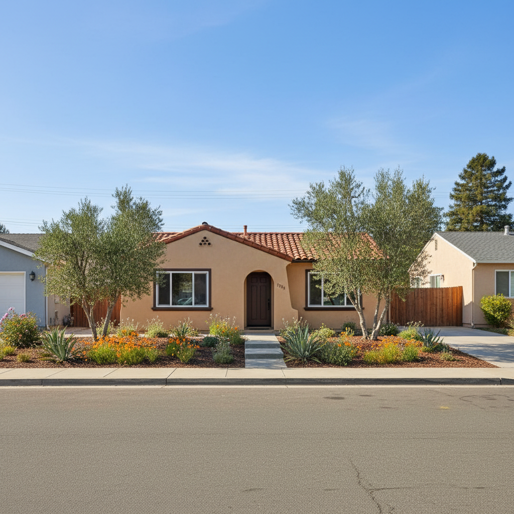 Completed stucco painting work at a residential property in Davis, CA
