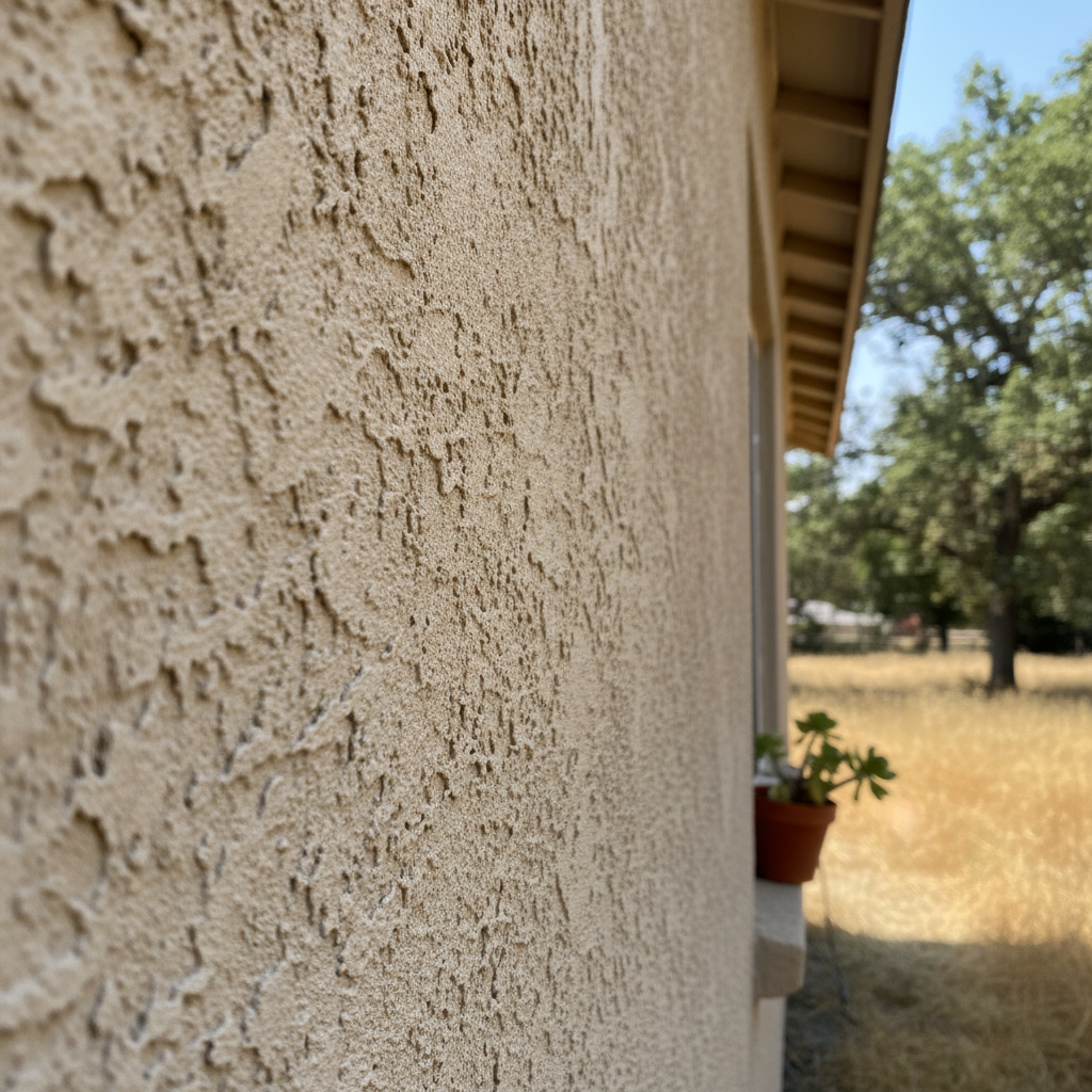 Completed stucco repair work at a residential property in Citrus Heights, CA