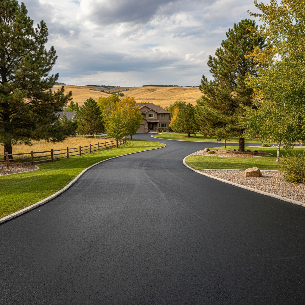 Completed asphalt sealcoating work at a residential property in Billings, MT