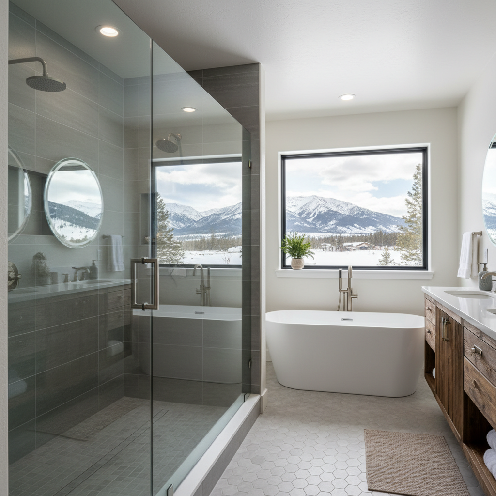 Completed bathroom remodel work at a residential property in Bozeman, MT