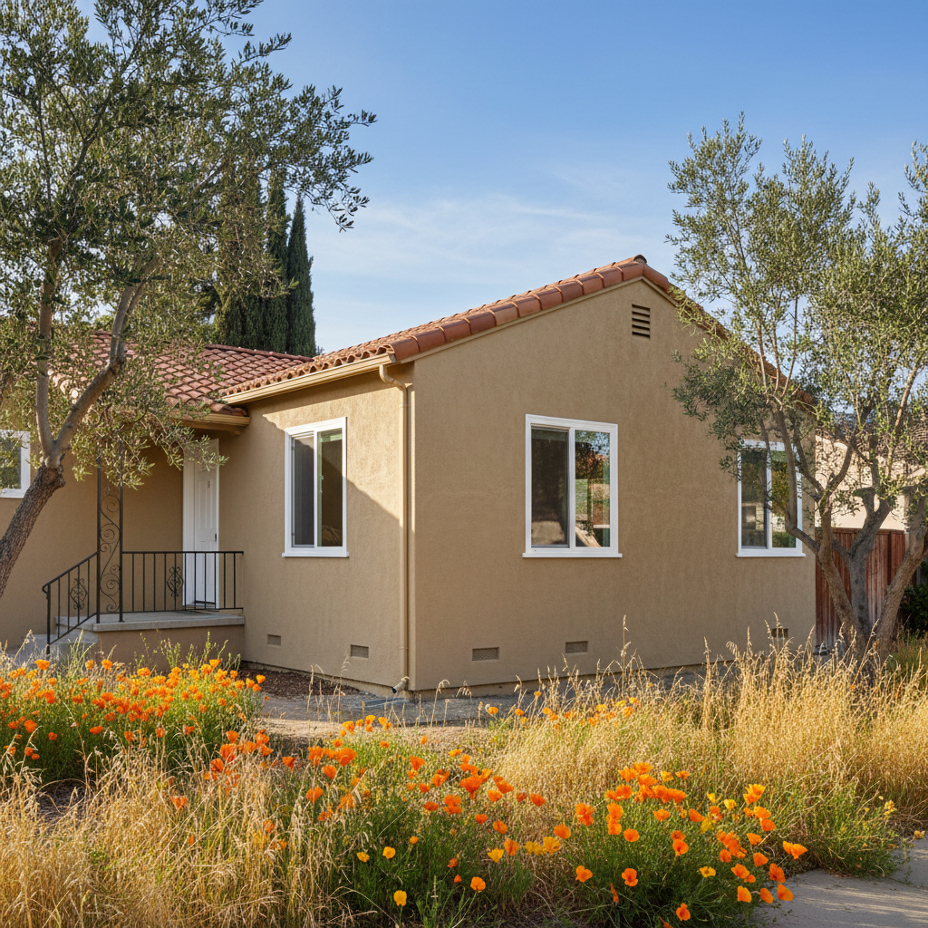 Completed residential stucco work at a residential property in Sacramento, CA