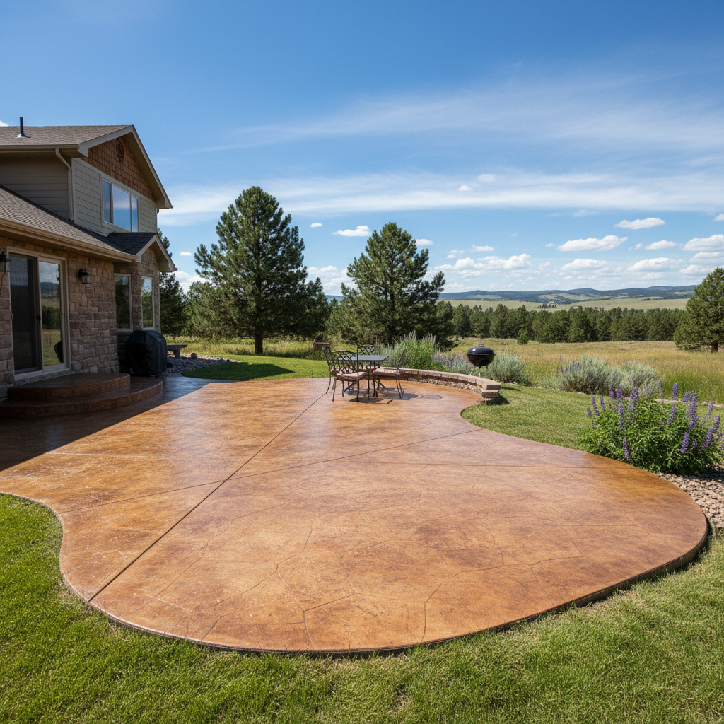Completed concrete staining work at a residential property in Great Falls, MT