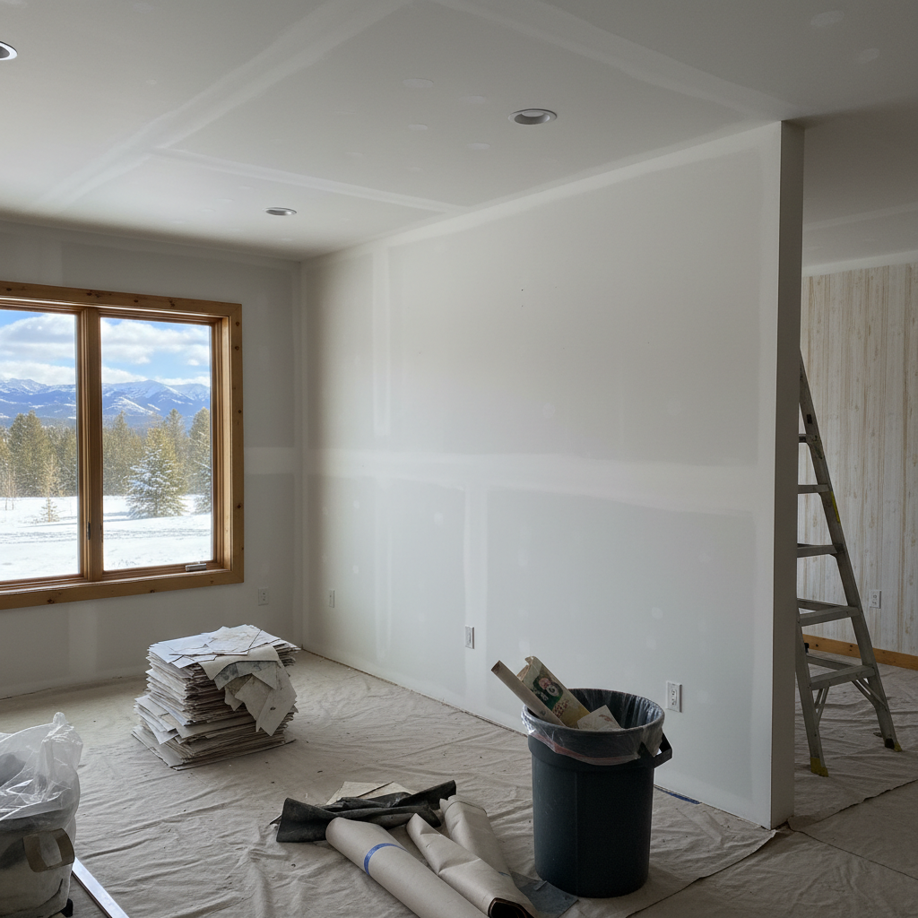 Completed wallpaper removal work at a residential property in Big Sky, MT