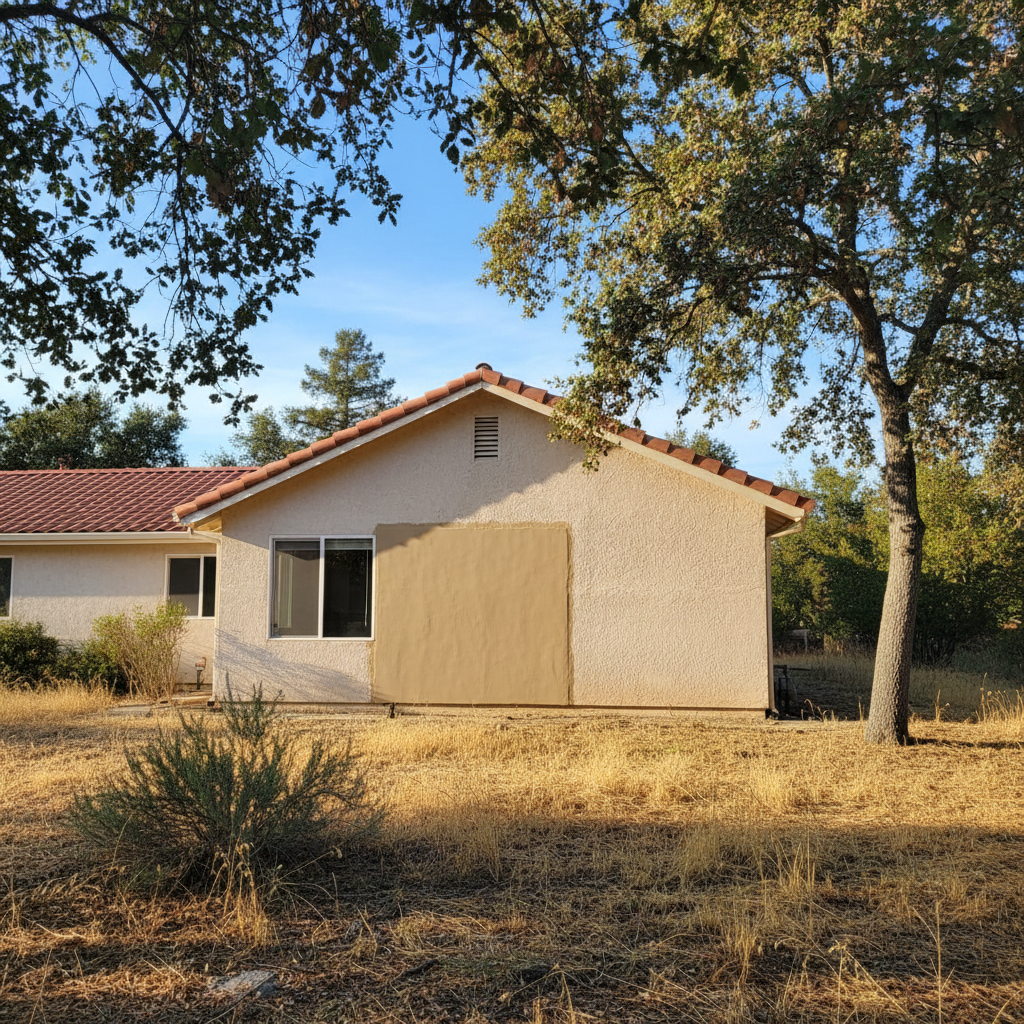 Completed stucco repair work at a residential property in Citrus Heights, CA