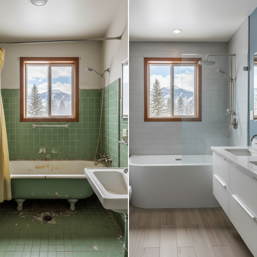 Completed bathtub and shower installation work at a residential property in Bozeman, MT