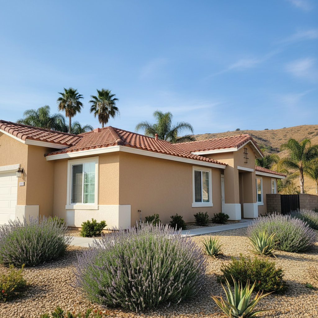 Completed stucco installation work at a residential property in Santa Clarita, CA