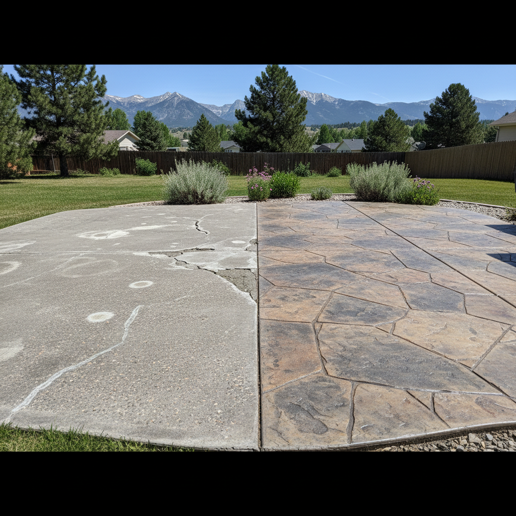 Completed decorative concrete work at a residential property in Missoula, MT