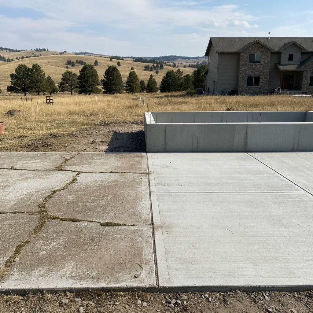 Completed concrete foundations work at a residential property in Great Falls, MT
