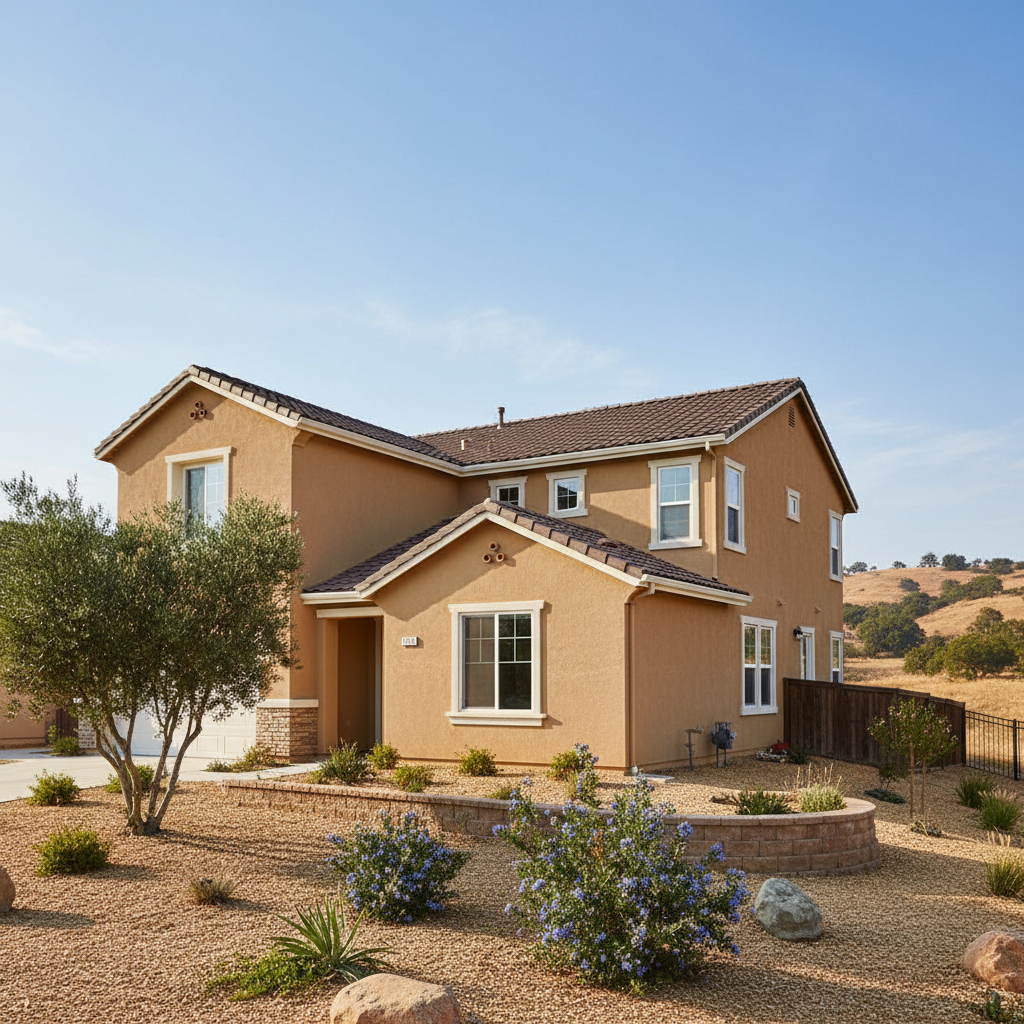 Completed residential stucco work at a residential property in Clovis, CA
