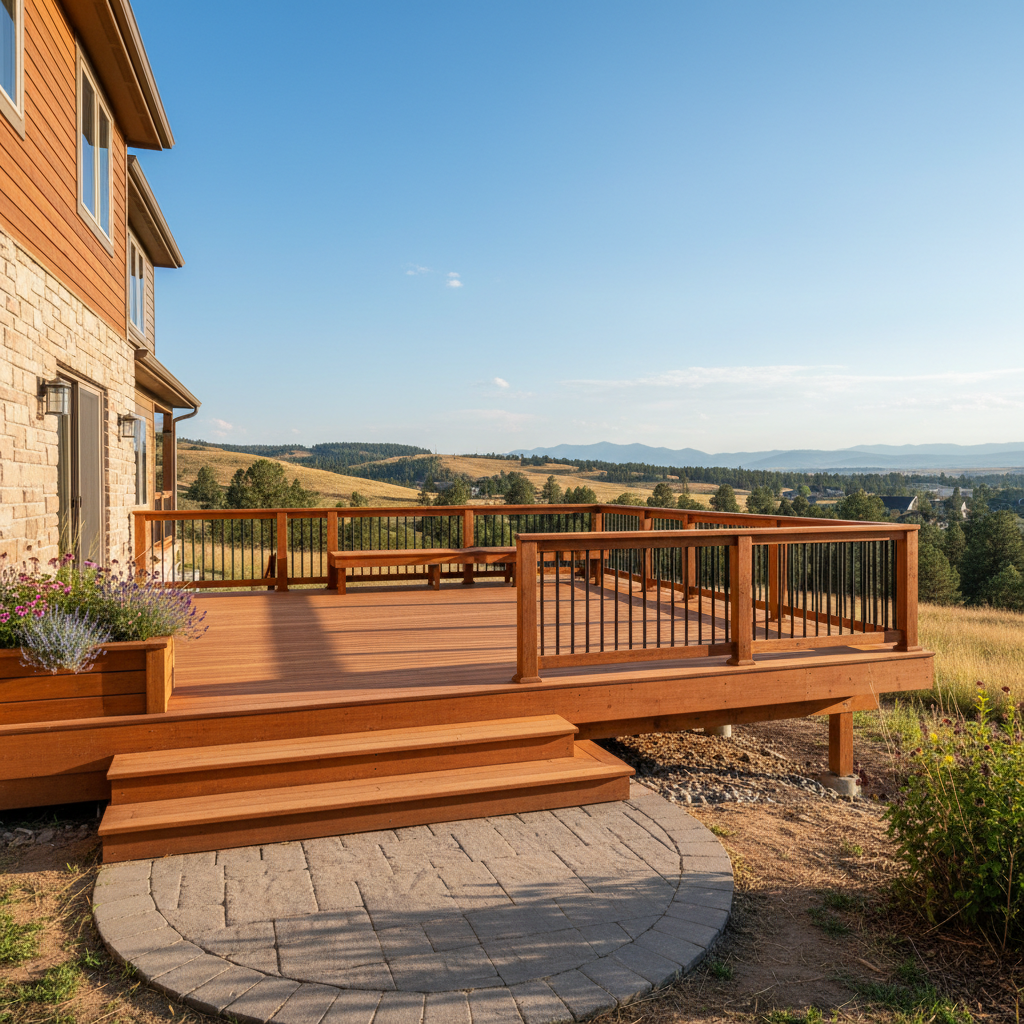 Completed wooden decks work at a residential property in Billings, MT