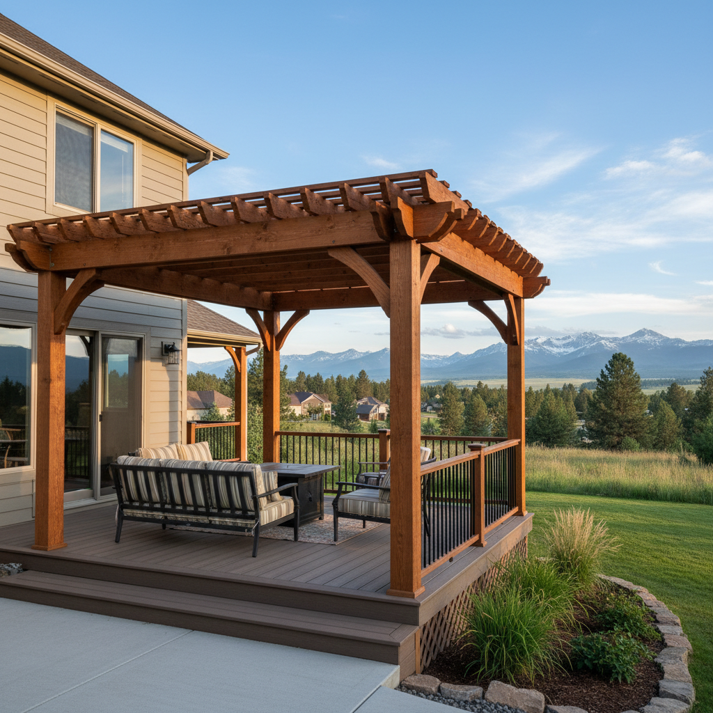 Completed pergola construction work at a residential property in Missoula, MT